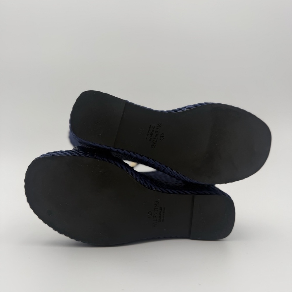 VALENTINO GARAVANI ROCKSTUD ROPE WEDGE SANDALS – NAVY - Picture 6 of 6